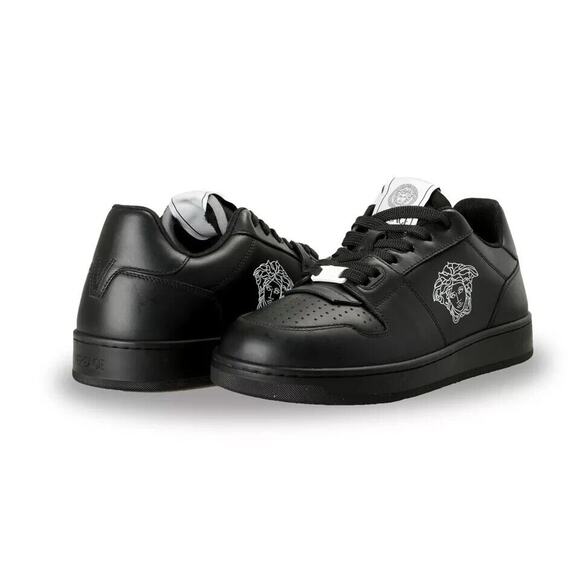 NIB Versace Men Sneakers 44 US 11 Black Leather Medusa Logo Shoes $700 - Picture 1 of 12